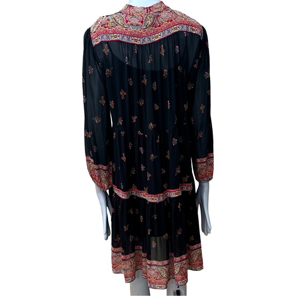 JOIE Alpina 100% Silk Dress Caviar Paisley Tie Neck Loose Fit Dress With Slip - Picture 11 of 16